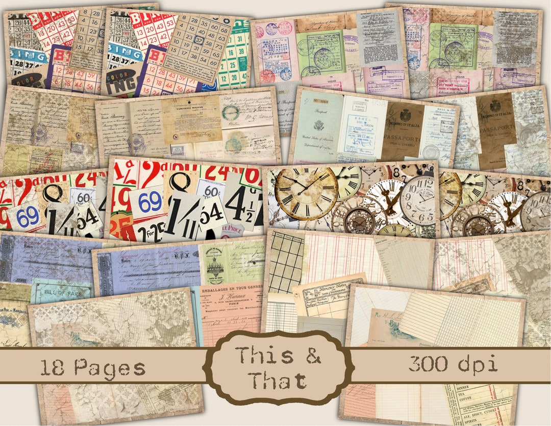 This & That Junk Journal Kit - Digital Paper Prints - Scrapbook ...
