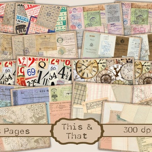 This & That Junk Journal Kit - Digital Paper Prints - Scrapbook - Vintage Books - Ephemera - Antique Paper - Journal Pages - Spring
