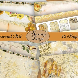 Sunny Days Junk Journal Kit - Digital Paper Prints - Scrapbook - Vintage Books - Ephemera - Antique Paper - Journal Pages