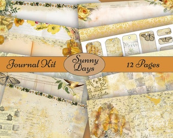 Sunny Days Junk Journal Kit - Digital Paper Prints - Scrapbook - Vintage Books - Ephemera - Antique Paper - Journal Pages