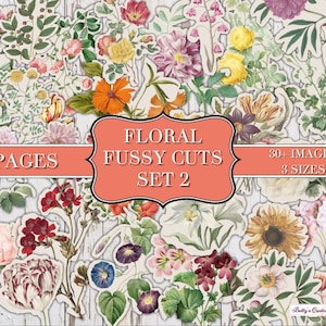 Fussy Cut Flowers - Set 2 - Printable - Digital Download - Collage - Floral - Flowers - Junk Journal - Ephemera - Embellishment