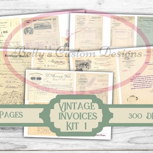 Factures vintage - Kit 1 - Botanique - Éphémère - Junk Journal - Téléchargement numérique - Carte postale - ATC - Cartes botaniques