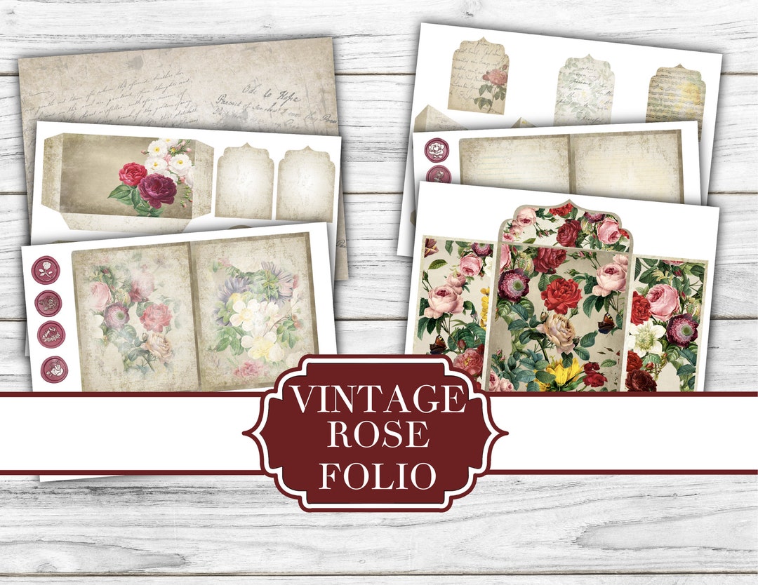 Vintage Rose Folio - Memories - Digital - Printable - Journal Cards ...