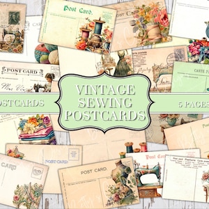 Postales de costura de estilo vintage - Diario basura - Embellecimiento - Shabby - Digital - Imprimible - Efímera - Boleto - Mariposa