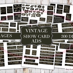 Anúncios de cartões vintage - Anúncios vintage - Anúncios - Papel digital - Álbum de recortes - Planejador - Plano de fundo - Para impressão - Download -