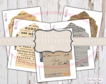 Vintage Envelopes - Set III - Fussy Die Cut - Digital - Ephemera - Printable - Junk Journal - Tickets - Collage - Embellishment - Scrapbook