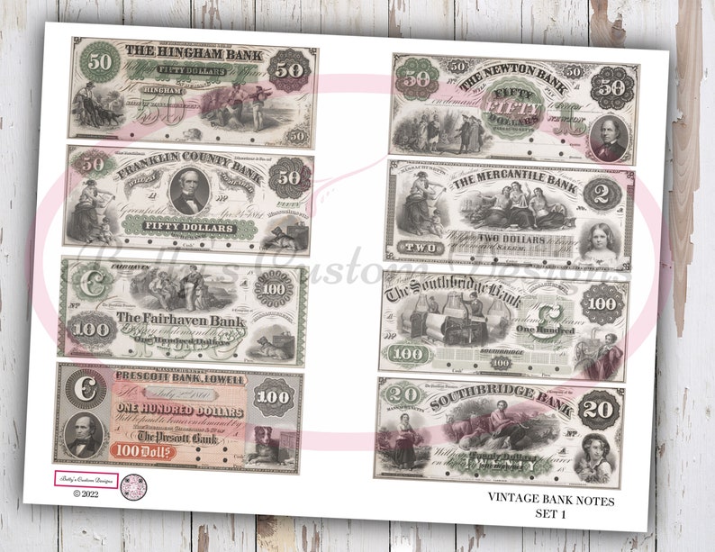 Vintage Bank Notes - Set 1 - Ephemera Pack - Junk Journal ...