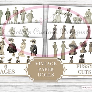 Vintage Paper Dolls - Fussy Cuts - Die Cuts - Vintage Photo Die Cuts - Tim Holtz Paper Doll Style - Junk Journal Ephemera - Embellishment