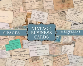 Vintage Business Cards - Vintage Junk Journal Ephemera - Shabby Junk Journal - Printable - Digital Ephemera - Vintage Ephemera