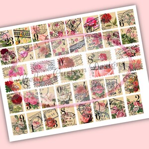 Faux Rose Stamps - Printable - Ephemera - Junk Journal - Digital ...
