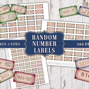 Random Number Labels- Junk Journal Word Labels - Junk Journal Ephemera - Embellishment - Digital - Printable - Vintage Label