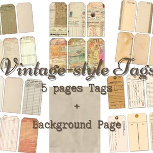 Vintage-Style Tags - Printable Tags - Junk Journaling Digitals - Junk Journaling Tags - Ephemera - Vintage Tag - Vintage Tags