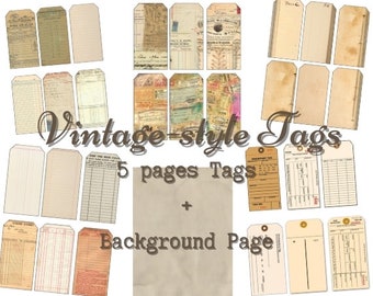 Vintage-Style Tags - Printable Tags - Junk Journaling Digitals - Junk Journaling Tags - Ephemera - Vintage Tag - Vintage Tags