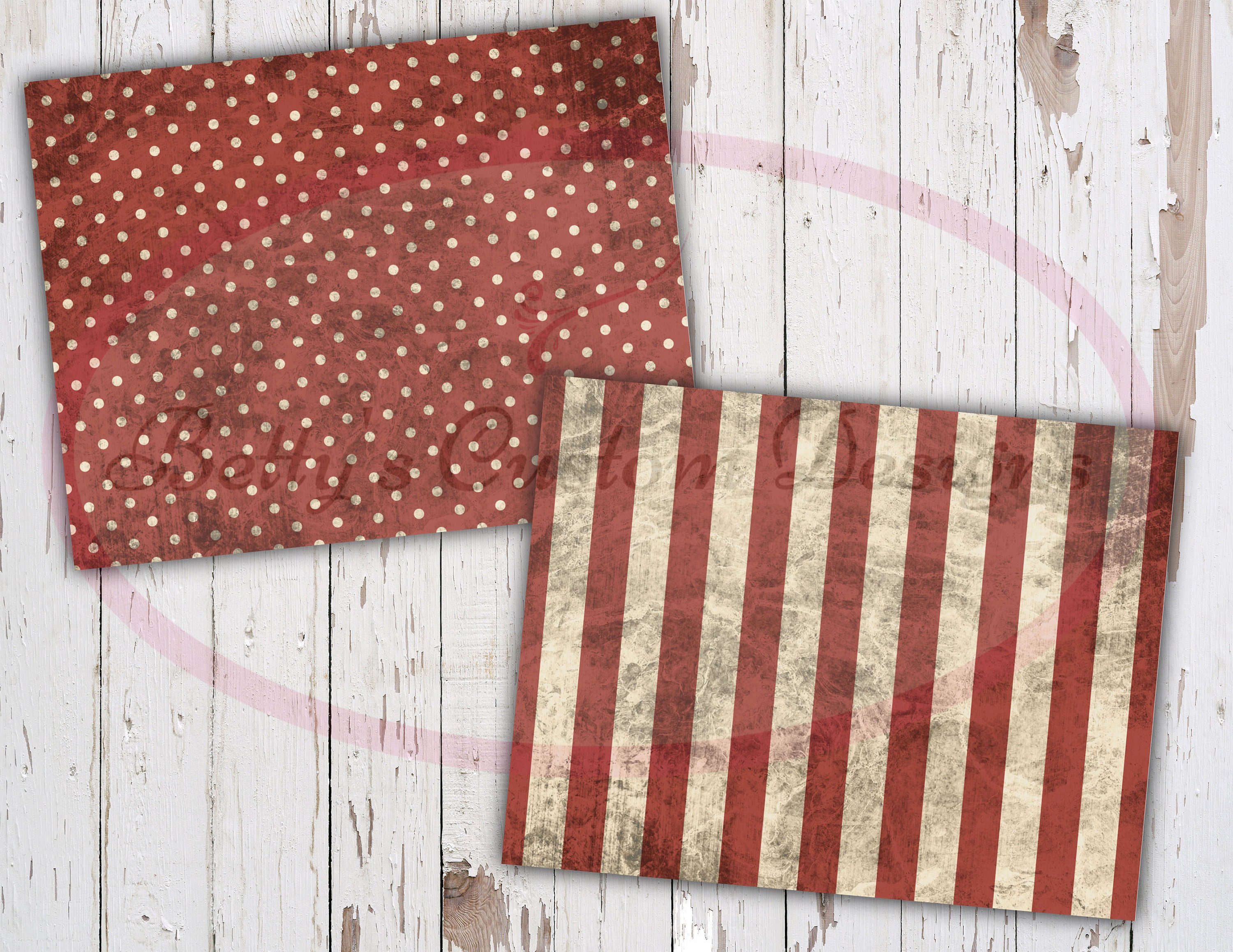 Vintage Reds II Junk Journal Kit - Digital Paper Prints