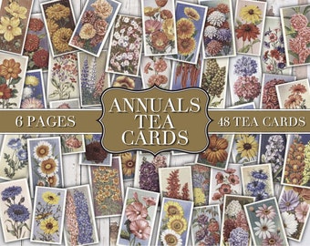 Annuals Faux Tea Cards - Digital Tea Cards - Junk Journal Ephemera - Embellishment - Digital - Printable - Vintage Label