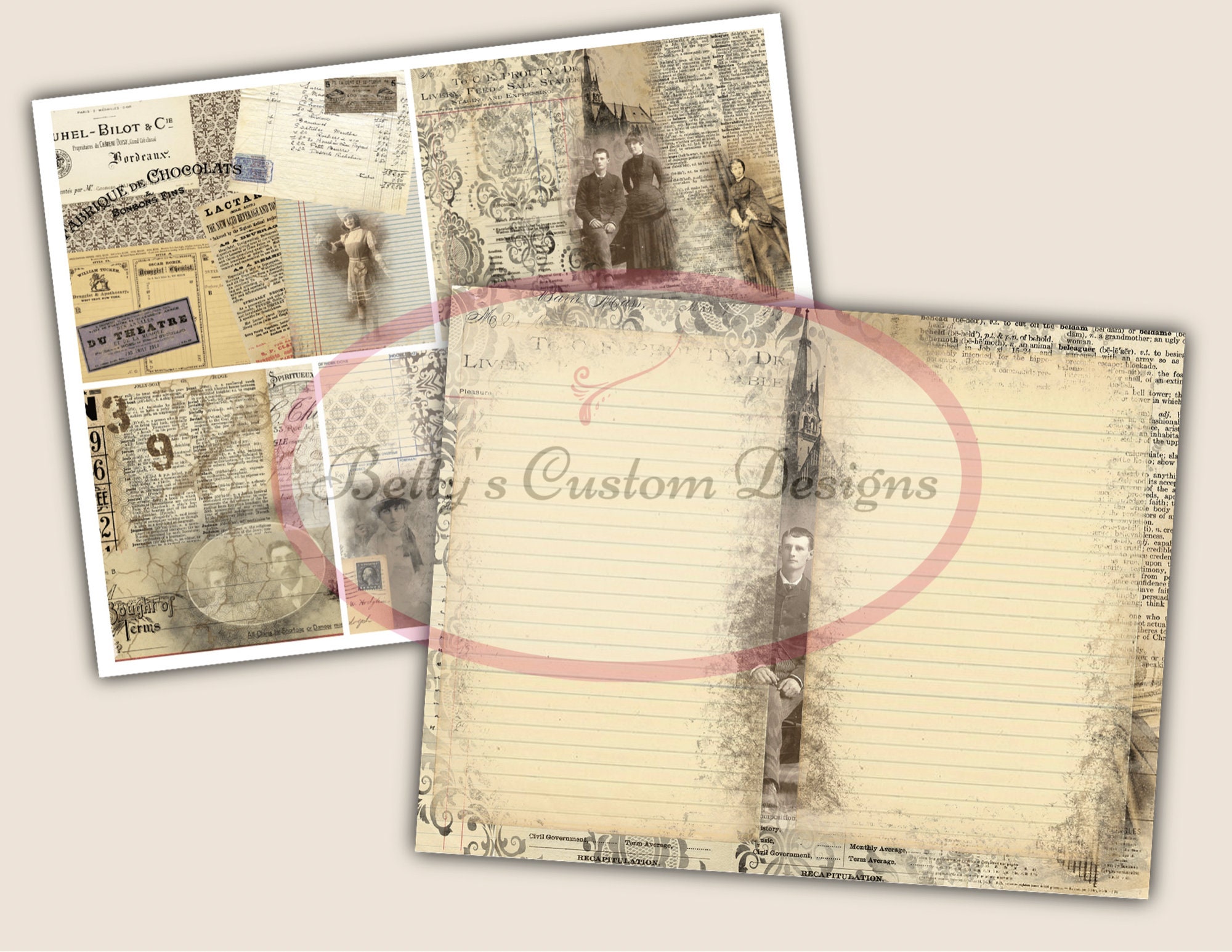 Memories Junk Journal Kit - Digital Paper Prints - Scrapbook - Vintage ...