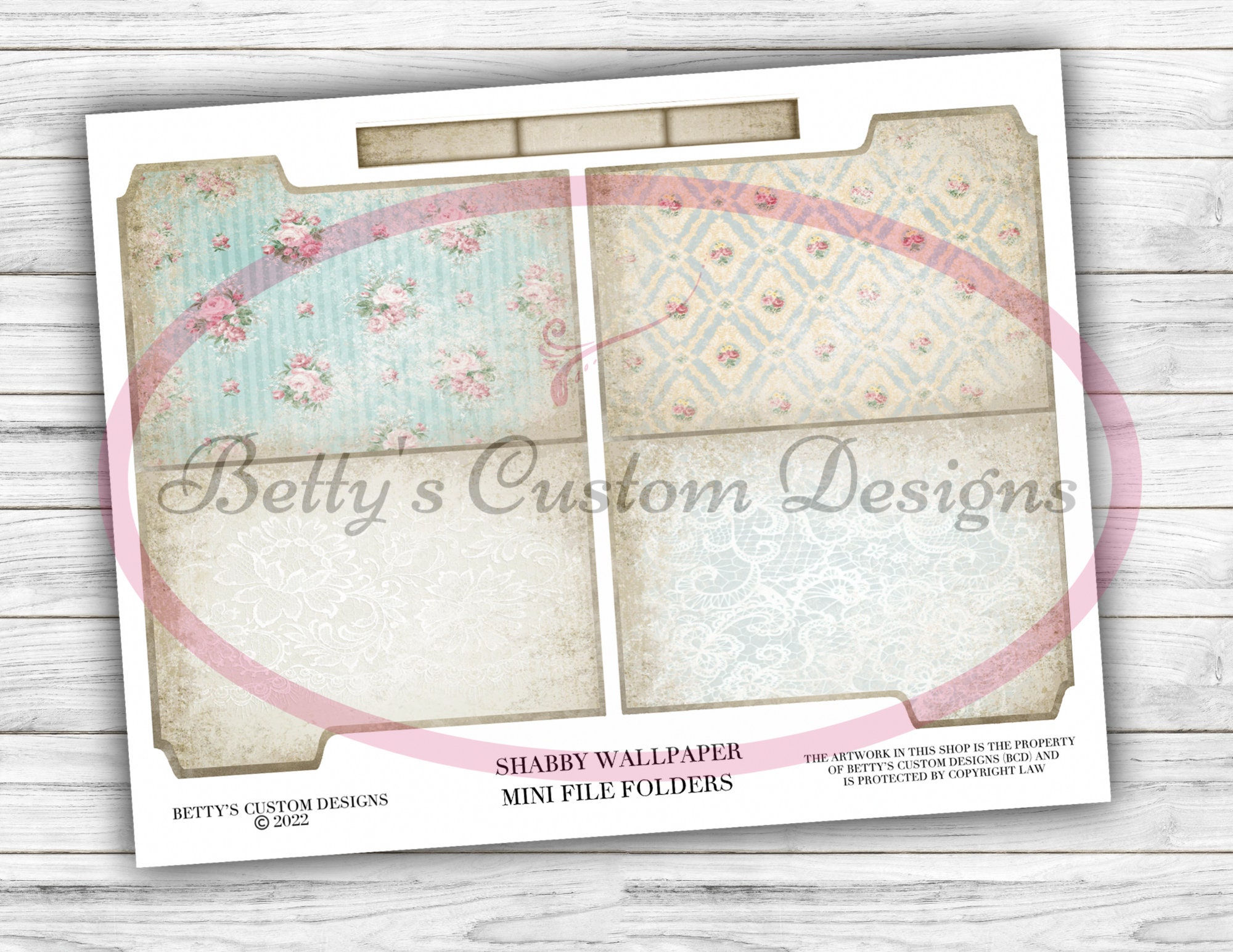 Shabby Wallpaper Mini File Folders Junk Journal Ephemera - Etsy