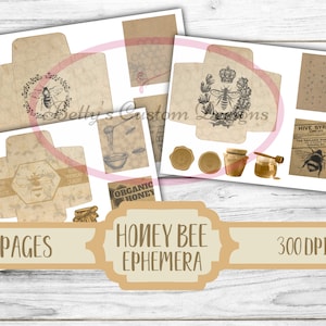Honey Bee Ephemera  - Beekeeper - Vintage Bees - Honey - Honeycomb - Queen Bee - Beehive