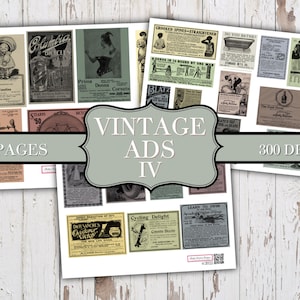 Vintage Ads IV - ATC - Floral - Roses - Printable - Digital Download - Junk Journal Ephemera - Embellishments - Collage -