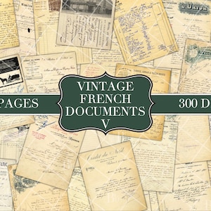 Documentos franceses antiguos V - Descarga digital - Efímeras para diarios basura - Adornos - Formulario vintage en blanco - Imprimible - Planificador de álbumes de recortes