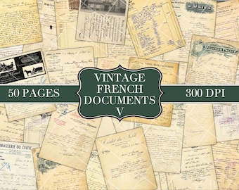 Documenti francesi d'epoca V - Download digitale - Effimeri di diario spazzatura - Abbellimento - Modulo vintage vuoto - Stampabile - Planner per album