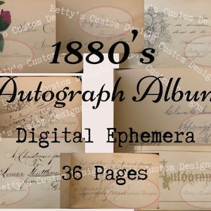Album d&#39;autographes vintage des années 1880 - Manuscrit - Imprimable - Ephemera - Junk Journal - Journal Phrases - Antique - vintage Ephemera