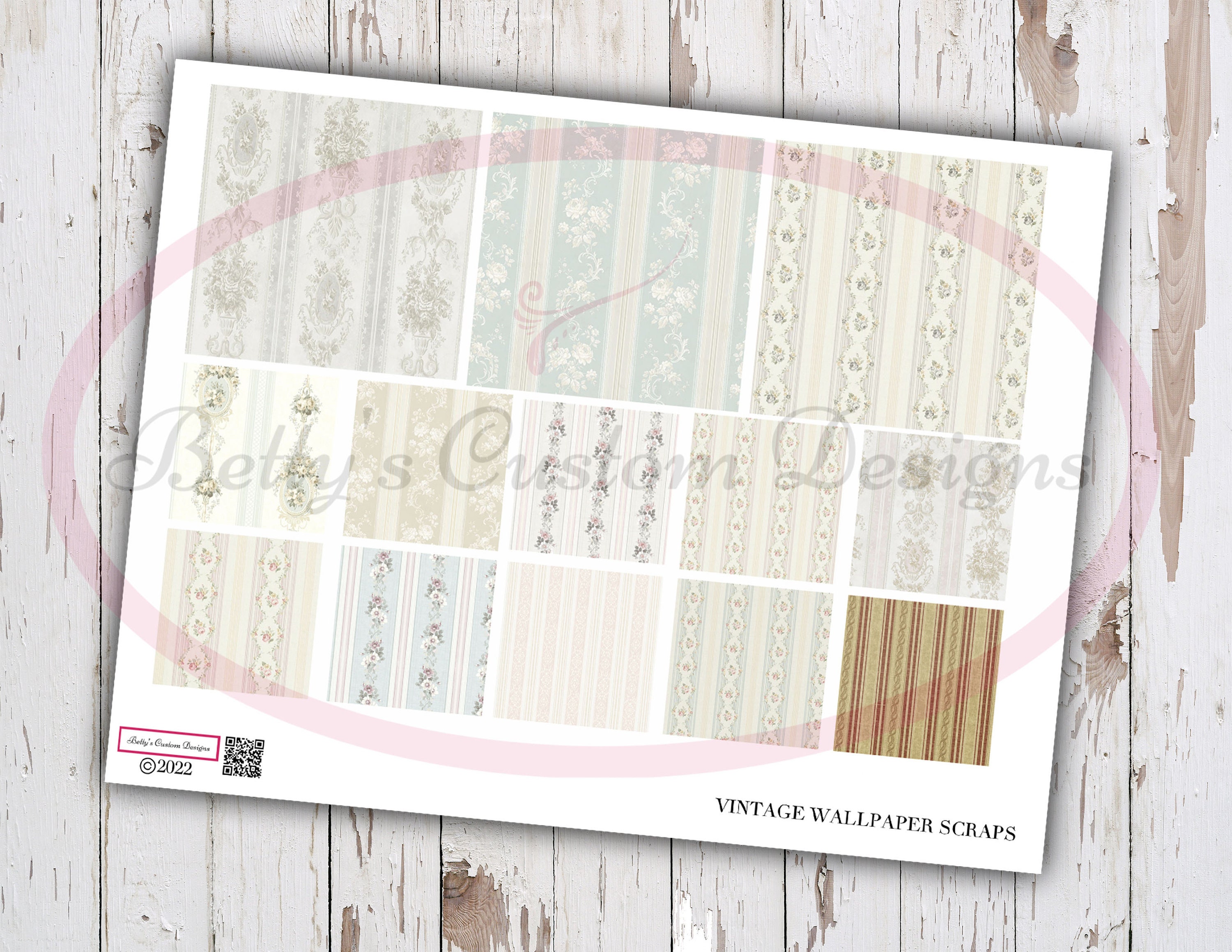 Vintage Wallpaper Scraps Printable Junk Journaling Etsy