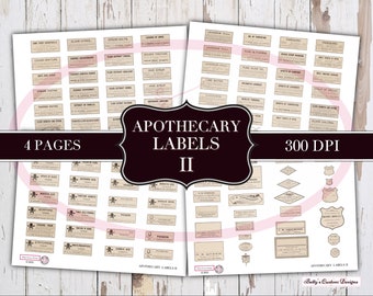 Apothecary Labels II - Printable - Ephemera - Junk Journal Label - Journal Phrases - Journal Words - Digital Botanical Labels