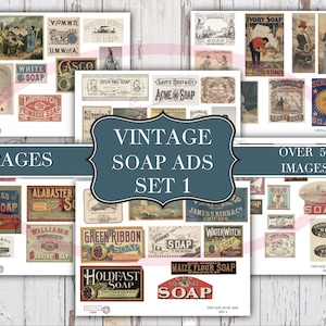 Vintage zeepadvertenties - Set 1 - Ephemera Pack - Junk Journal - Versiering - Scrapbook - Digitale download - Afdrukbaar