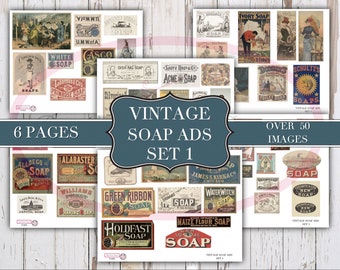 Vintage Soap Ads - Set 1 - Ephemera Pack - Junk Journal - Embellishment - Scrapbook - Digital Download - Printable