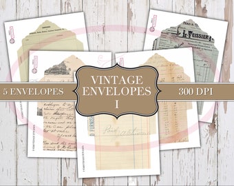 Vintage Envelopes - Set I - Fussy Die Cut - Digital - Ephemera - Printable - Junk Journal - Tickets - Collage - Embellishment - Scrapbook
