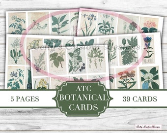 Botanical ATC Cards from Vintage Catalog -  Printable Ephemera Collage Sheets - Collage Sheet - Junk Journal Ephemera - Printable - Digital