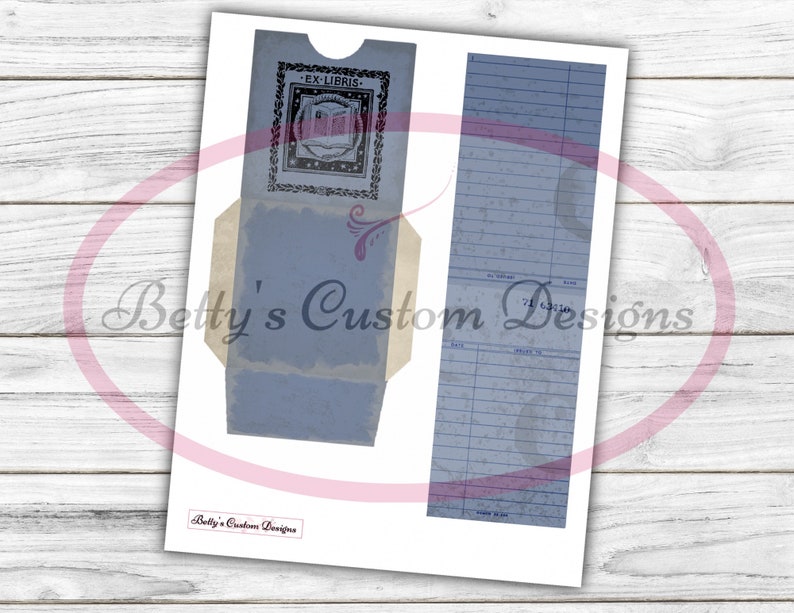 Library Cards and Pockets - Printable - Journal Cards - Digital ...