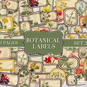 Set di etichette botaniche 2 - Etichette Word Junk Journal - Junk Journal Ephemera - Abbellimento - Digitale - Stampabile - Etichetta vintage