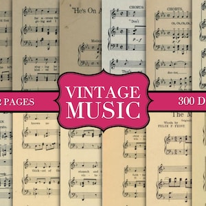 Vintage Music Backgrounds - Digital Paper Prints - Scrapbook - Vintage Books - Ephemera - Paper - Journal Pages