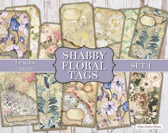 Shabby Tags Set 1 - Printable Tags - Junk Journaling Digitals - Junk Journaling Tags - Ephemera - Vintage Tag - Vintage Tags