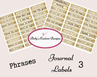 Labels - WORDS - Phrases - Typewriter Font - Printable - Ephemera - Junk Journal Label - Phrases - Journal Phrases - Journal Words