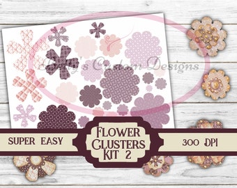 Flower Cluster Kit 2 - Printable - Journal Cards - Digital - Vintage - Collage - Embellishment - Ephemera - Junk Journal - Scrapbook