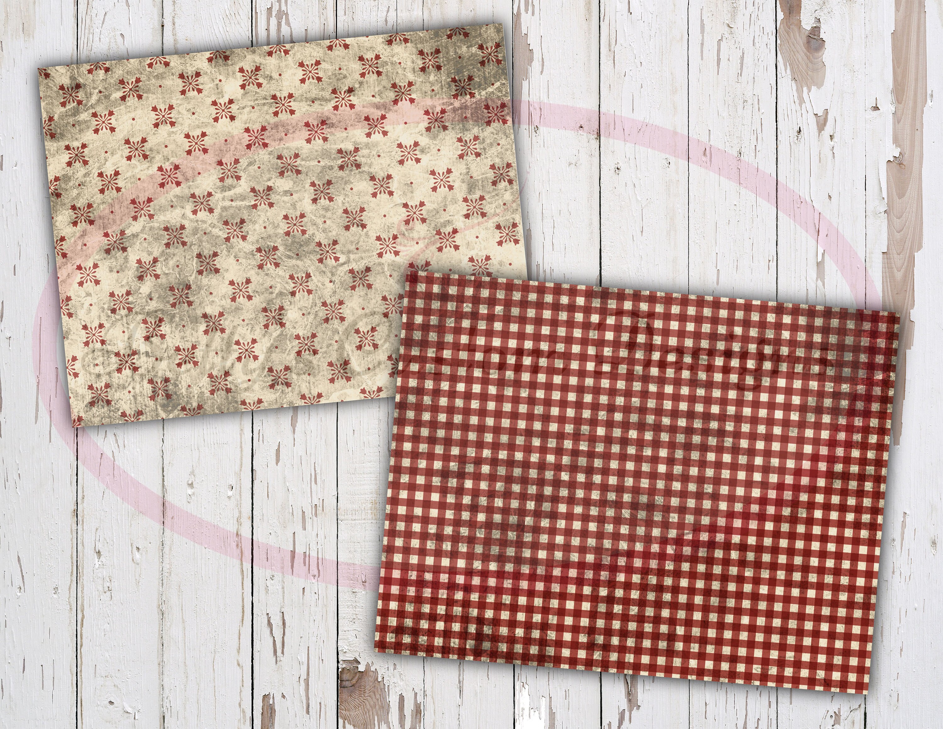 Vintage Reds II Junk Journal Kit - Digital Paper Prints