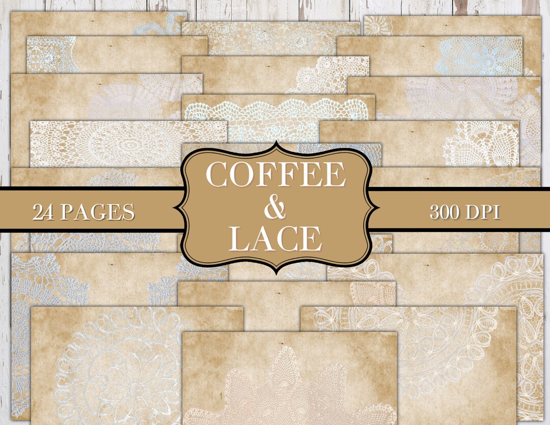 Coffee & Lace Junk Journal Kit - Digital Paper Prints - Scrapbook ...