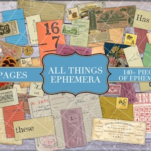 All Things Ephemera - Junk Journal - Neutral - Vintage Printable - Digital Download - Everything - Library - Botanical