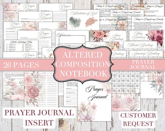 Altered Composition Notebook | Prayer Journal Insert | Digital Download | Printable | Junk Journal Insert | Junk Journal Printable