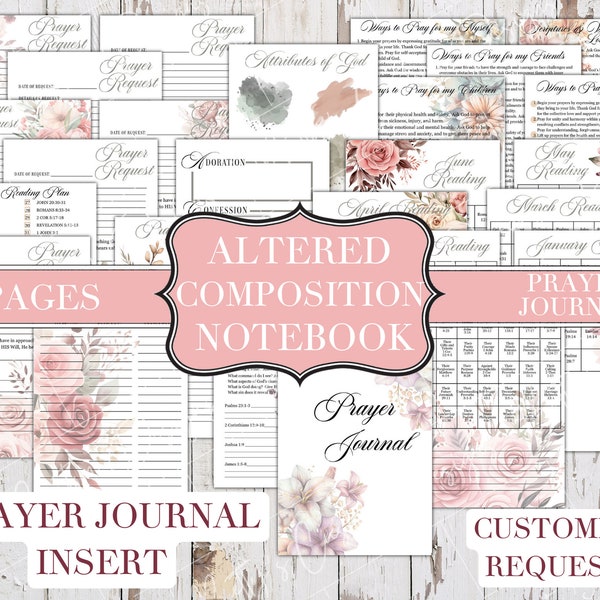 Altered Composition Notebook | Prayer Journal Insert | Digital Download | Printable | Junk Journal Insert | Junk Journal Printable