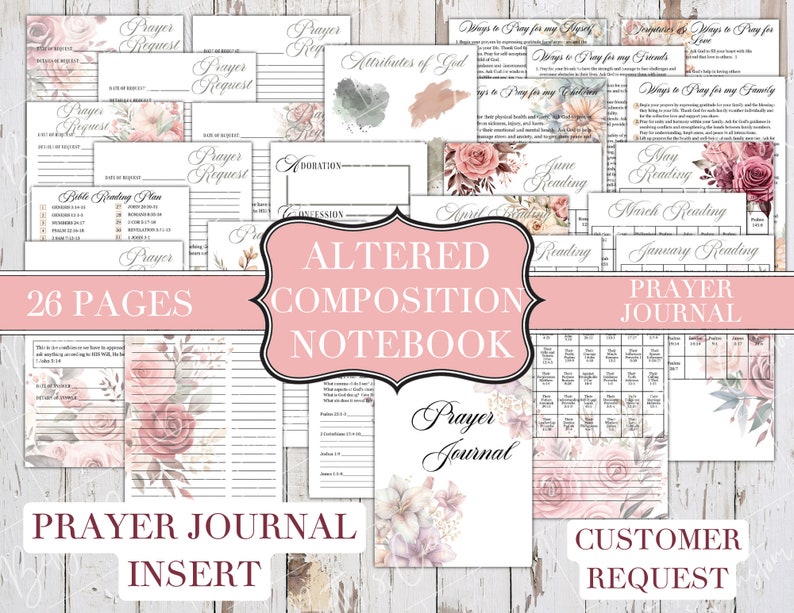 Altered Composition Notebook Prayer Journal Insert Digital Download Printable Junk Journal Insert Junk Journal Printable image 1