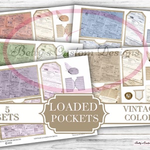 Vintage Loaded Pockets - Printable Tags - Junk Journaling Digitals - Junk Journaling Tags - Ephemera - Vintage Tag - Vintage Tags