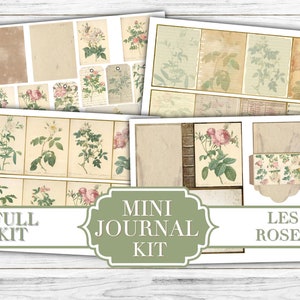 Les Roses Mini Journal Kit -  Digital Download - Full Journal Kit - Journal Template - Junk Journal - Printable - Gift Idea - ephemera