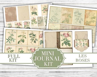 Les Roses Mini Journal Kit -  Digital Download - Full Journal Kit - Journal Template - Junk Journal - Printable - Gift Idea - ephemera