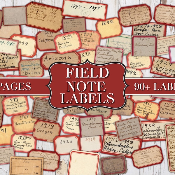 Field Note Labels - Random Labels - Junk Journal Ephemera - Embellishment - Digital - Printable - Vintage Label
