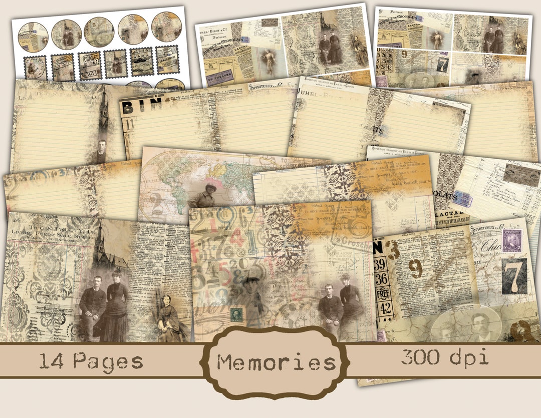 Memories Junk Journal Kit - Digital Paper Prints - Scrapbook - Vintage ...