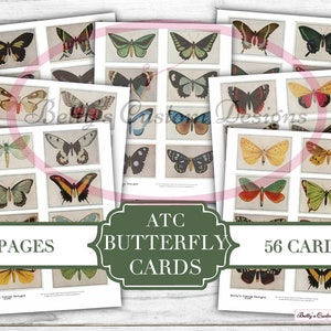 Schmetterling & Motte ATC Karten - druckbare Ephemera Collage Sheets - Collage Sheet - Junk Journal Ephemera - Printable - Digital